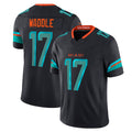 Perkns M.Dolphins #17 Jaylen Waddle Player Blue Rivalries Collection Vapor Limited Stitched Jerseys