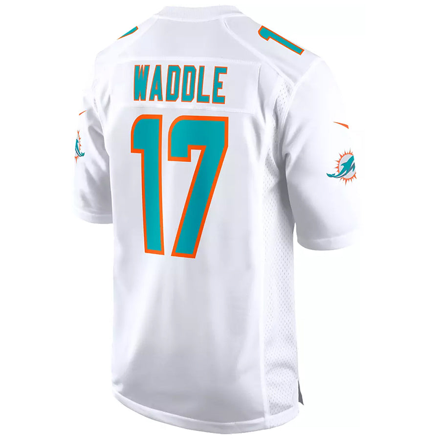 Perkns M.Dolphins #17 Jaylen Waddle Player White Home Game Stitched Jerseys