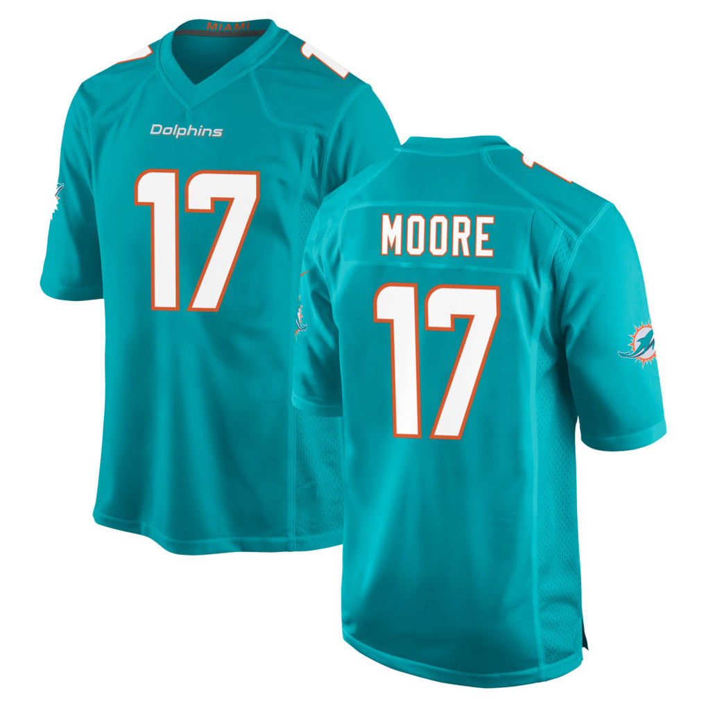 Perkns M.Dolphins #17 Trey Moore Player Aqua Home Game Stitched Jerseys