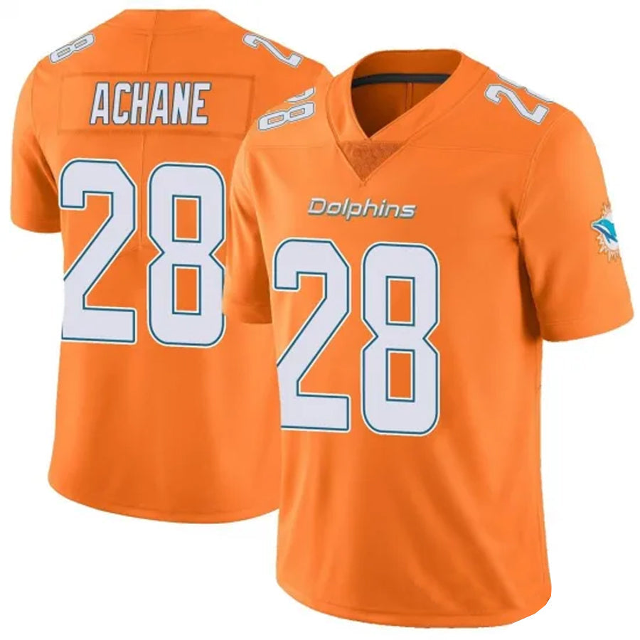Perkns M.Dolphins #28 De??£¤Von Achane Player Orange Vapor Limited Stitched Jerseys