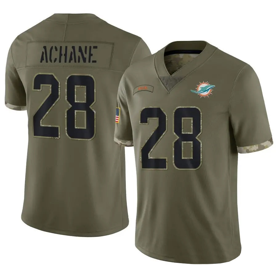 Perkns M.Dolphins #28 De??£¤Von Achane Player Salute To Service Olive Stitched Jerseys