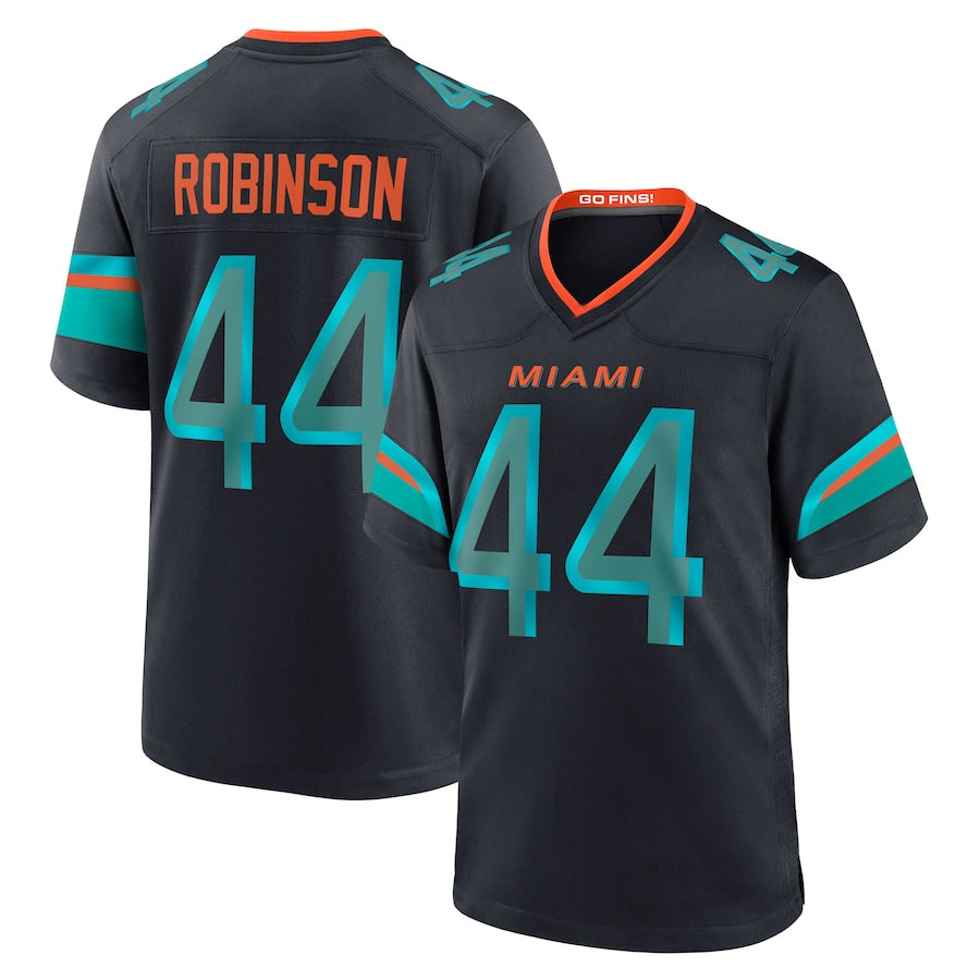 Perkns M.Dolphins #44 Chop Robinson Player Pitch Blue Rivalries Collection Game Stitched Jersey