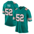 Perkns M.Dolphins #52 Patrick Paul Player Aqua Alternate Home Game Stitched Jerseys