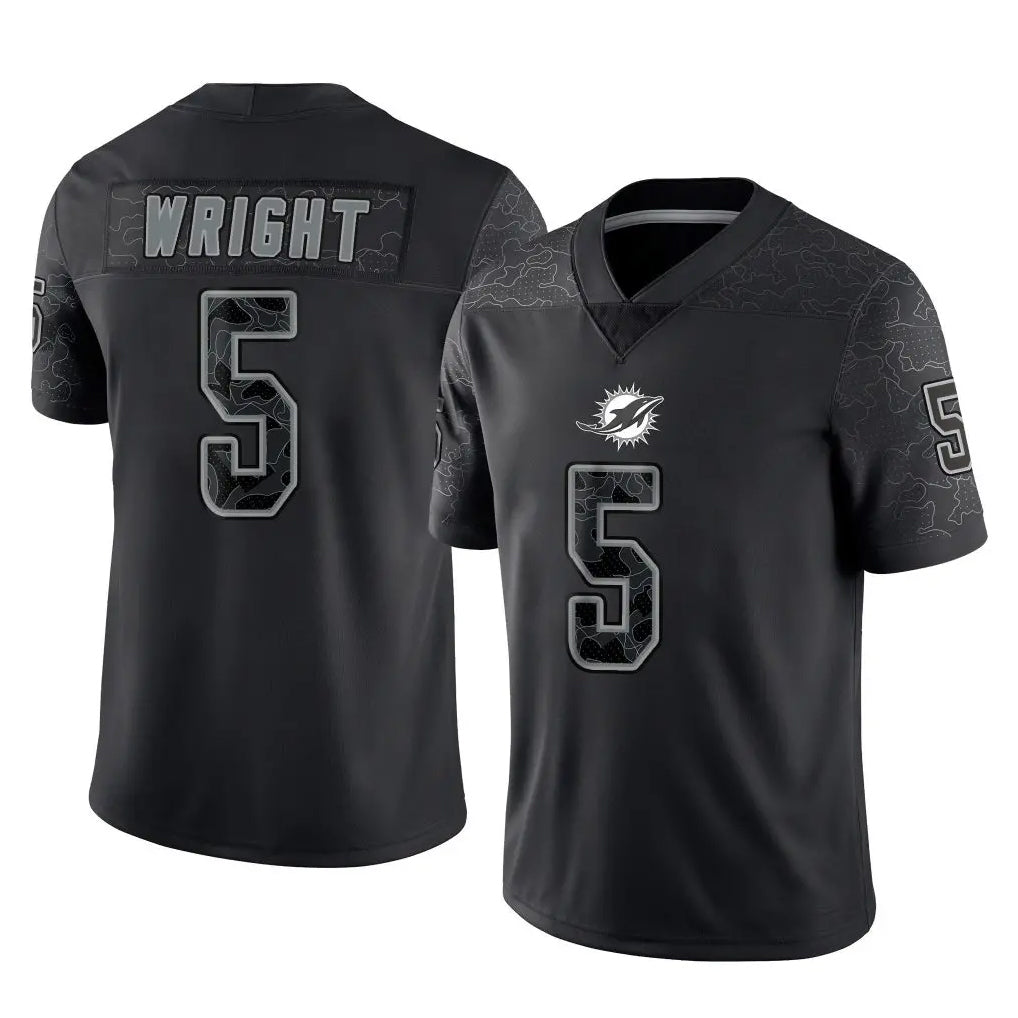 Perkns M.Dolphins #5 Jaylen Wright Player Black Reflective Limited Game Stitched Jerseys