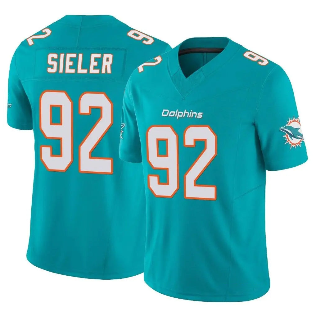 Perkns M.Dolphins #92 Zach Sieler Player Aqua Limited Vapor F.U.S.E. Home Game Stitched Jerseys