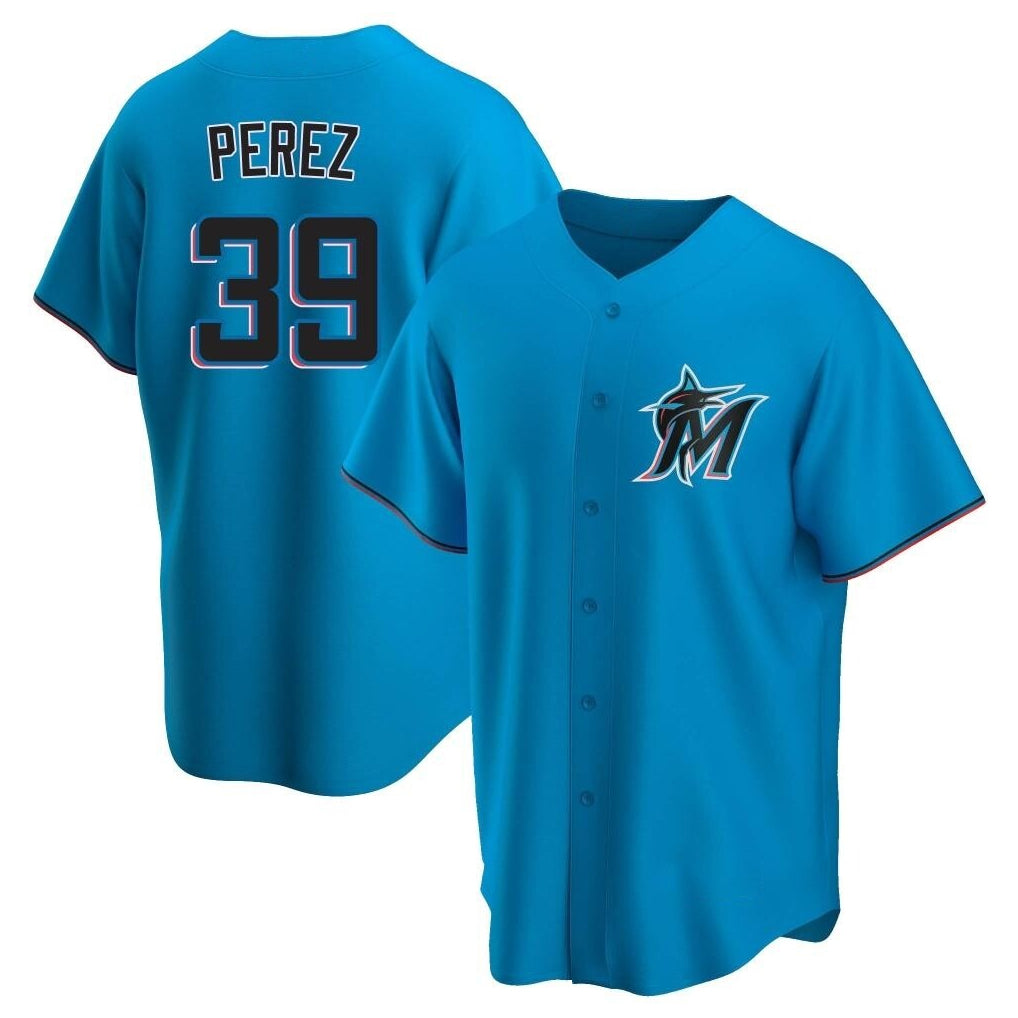 Perkns M.Marlins #39 Eury Perez Player Blue Home Game Stitched Jerseys