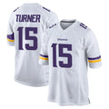 Perkns MN.Vikings #15 Dallas Turner Player White Home Game Stitched Jerseys