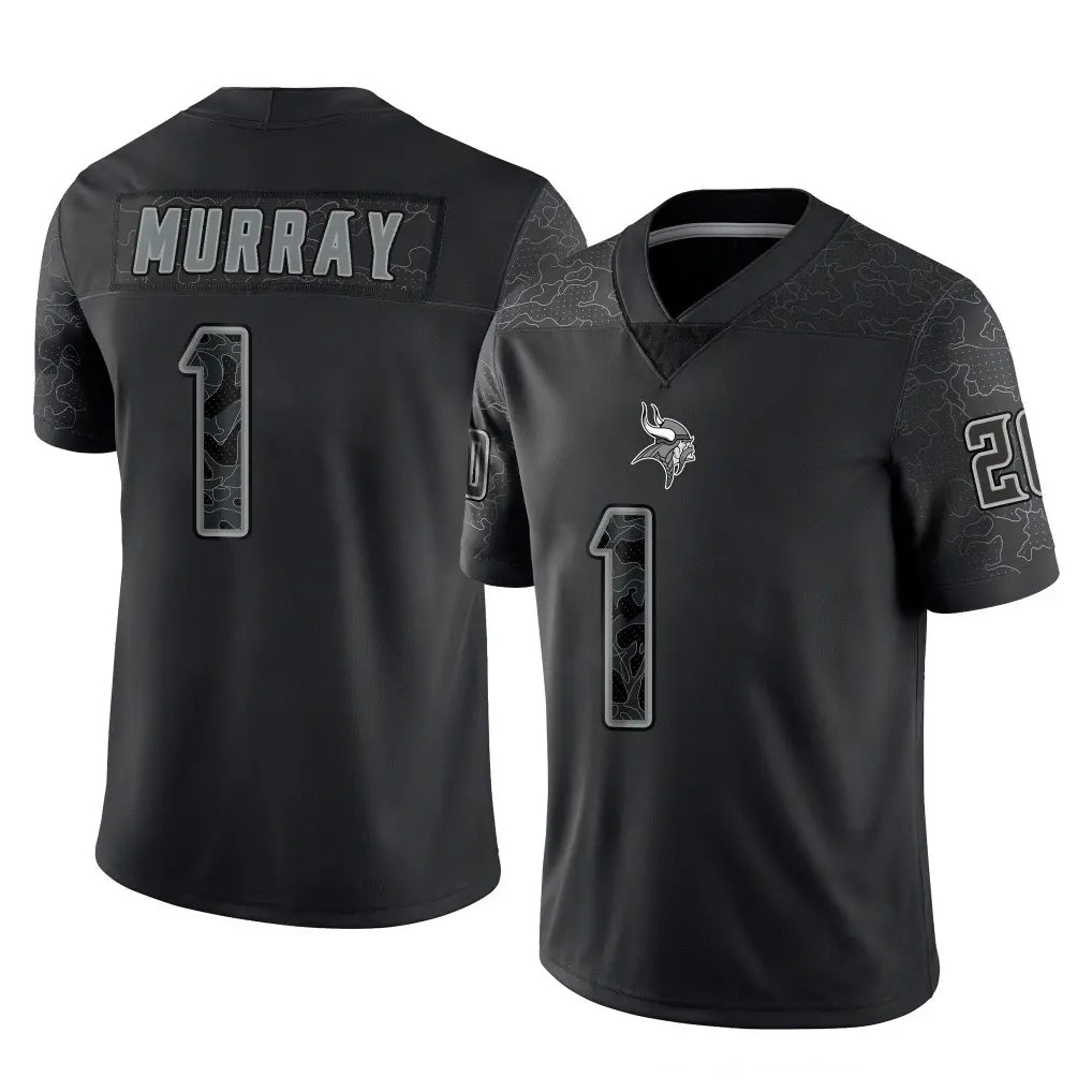 Perkns MN.Vikings #1 Kyler Murray Player Black Reflective LImited Home Game Stitched Jerseys