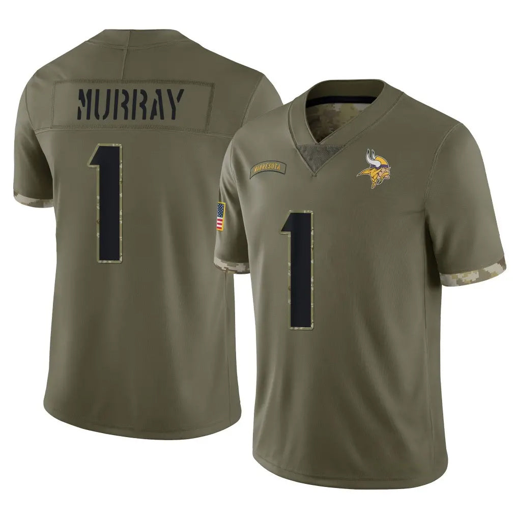 Perkns MN.Vikings #1 Kyler Murray Player Olive Salute To Service Limited Stitched Jerseys