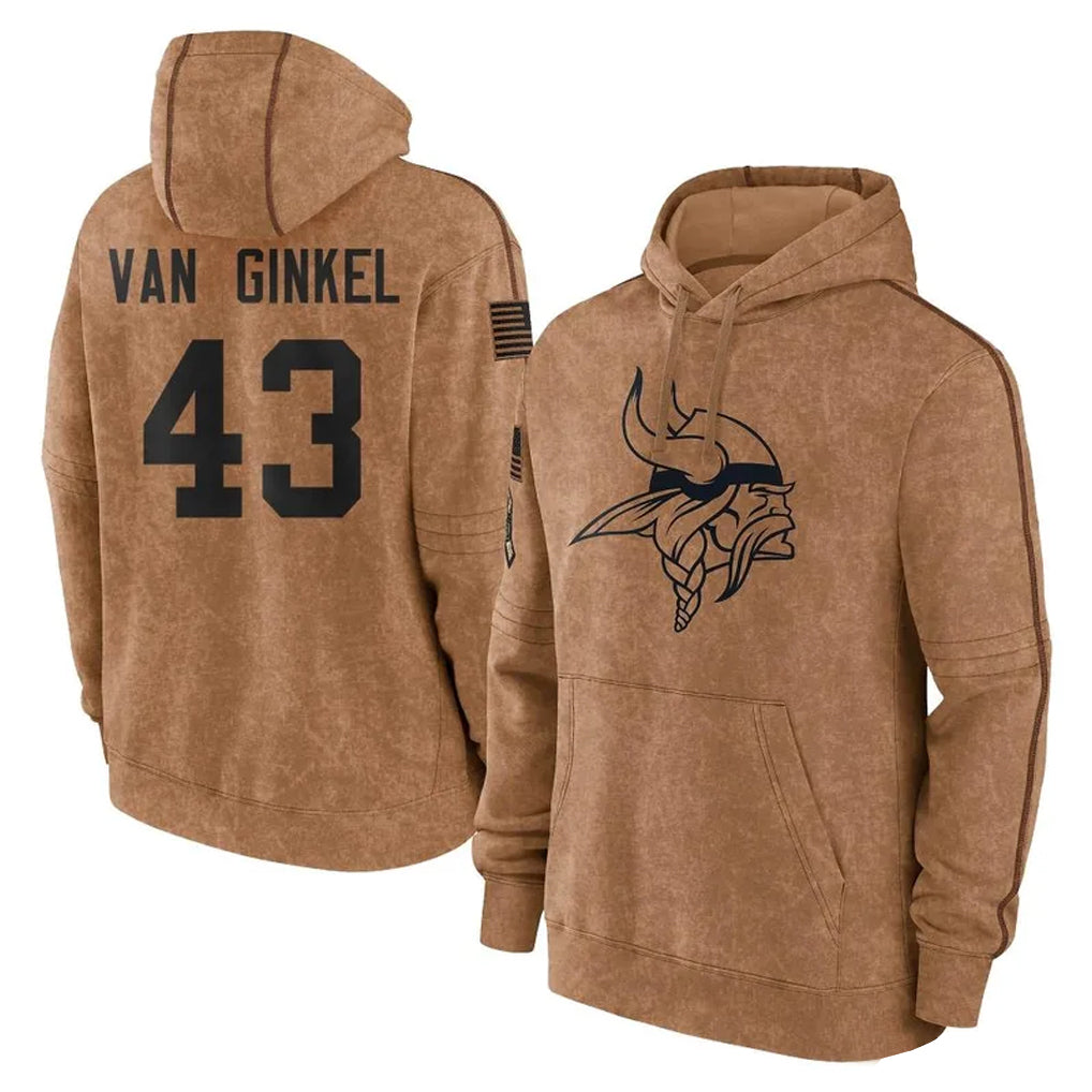 Parkc MN.Vikings #43 Andrew Van Ginkel Player Brown Salute to Service Pullover Hoodies Limited Game Stitched Jerseys