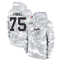 Perkns MN.Vikings #75 Brian O'Neill Player Arctic Camo Salute to Service Pullover Hoodies Limited Game Stitched Jerseys