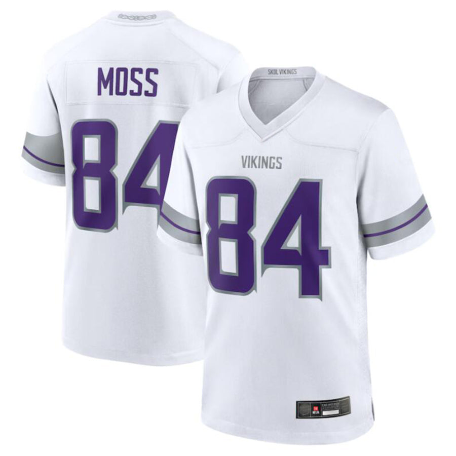 Perkns MN.Vikings #84 Randy Moss White Alternate Retired Player Game American Stitched Jerseys