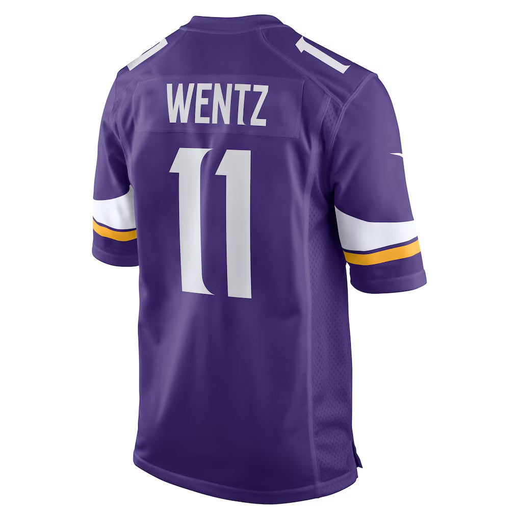 Perkns MN.Vikings #11 Carson Wentz Purple Team Game Stitched Jerseys