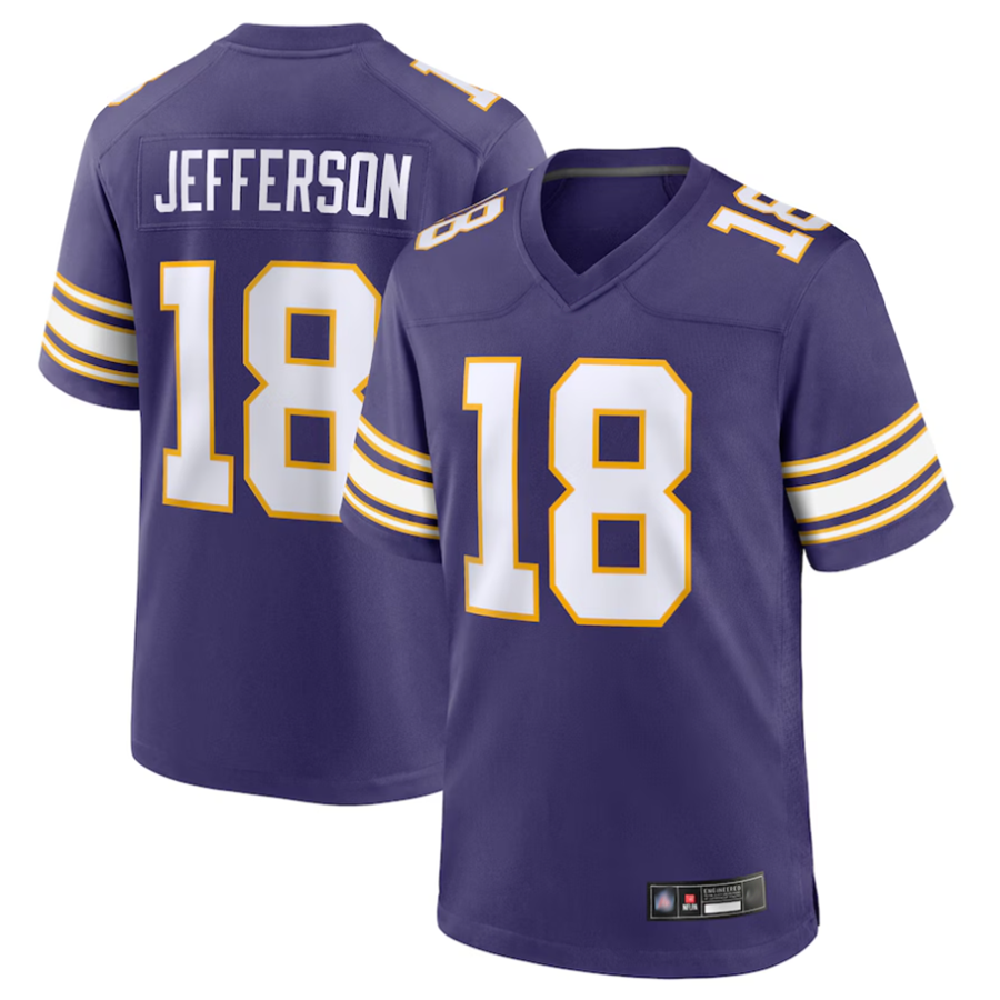 Perkns MN.Vikings #18 Justin Jefferson Player Purple Classic Limited Game Stitched Jerseys