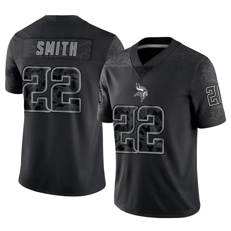 Perkns MN.Vikings #22 Harrison Smith Player Black REFLECTIVE Limited Stitched Jerseys