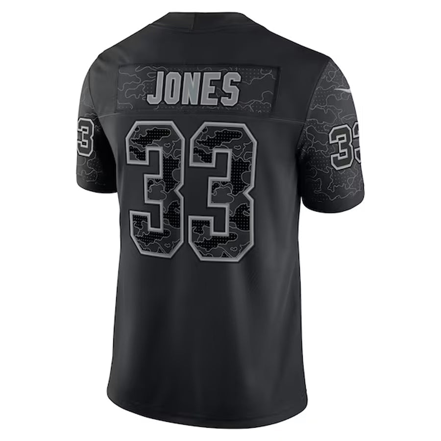 Perkns MN.Vikings #33 Aaron Jones Player Black REFLECTIVE Limited Stitched Jerseys