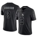 Perkns MN.Vikings #3 Jordan Addison Player Black REFLECTIVE Limited Stitched Jerseys