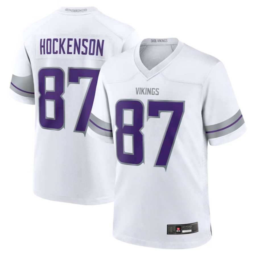 Perkns MN.Vikings #87 T.J. Hockenson Player White Alternate Game Stitched Jerseys