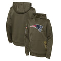 Perkns NE.Patriots Olive Salute to Service Pullover Hoodies Home Game Blank Player Stitched Jerseys