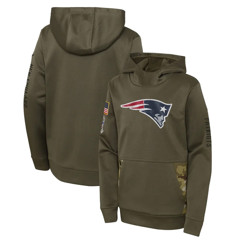 Perkns NE.Patriots Olive Salute to Service Pullover Hoodies Home Game Blank Player Stitched Jerseys