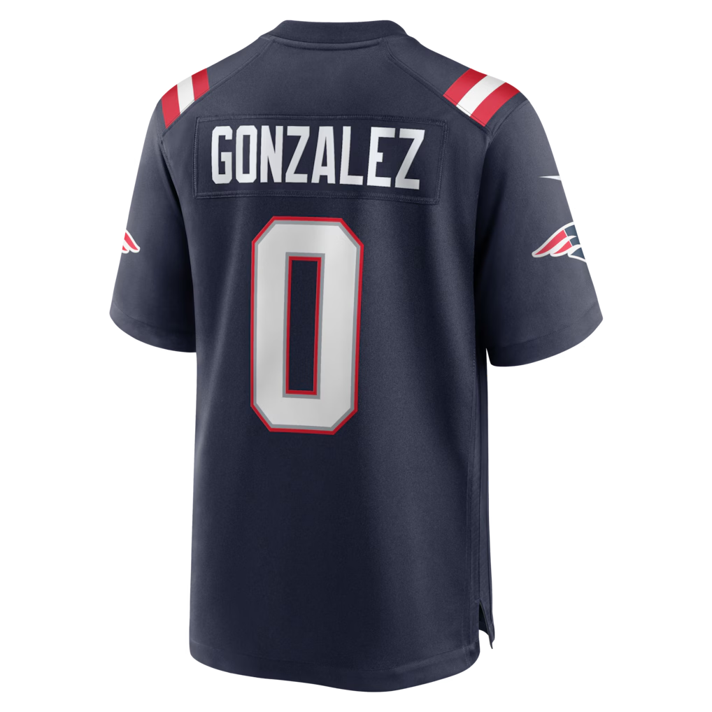 Perkns NE.Patriots #0 Christian Gonzalez Navy Team Game Stitched Jerseys