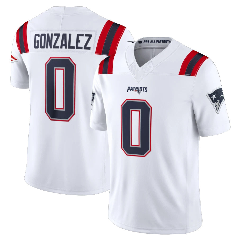 Perkns NE.Patriots #0 Christian Gonzalez Player White Limited Vapor F.U.S.E. Home Game Stitched Jerseys
