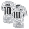 Perkns NE.Patriots #10 Drake Maye Player Arctic Camo Salute to Service Limited Stitched Jerseys