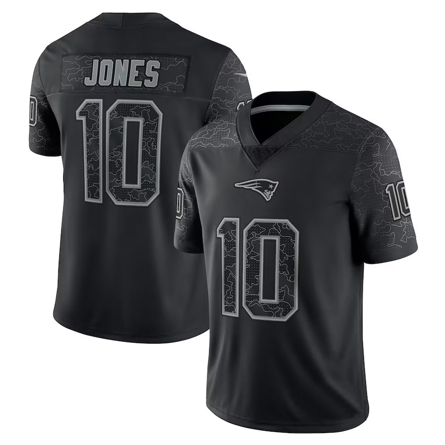 Perkns NE.Patriots #10 Drake Maye Player Black REFLECTIVE Limited Stitched Jerseys