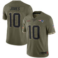 Perkns NE.Patriots #10 Drake Maye Player Olive Salute To Service Stitched Jerseys