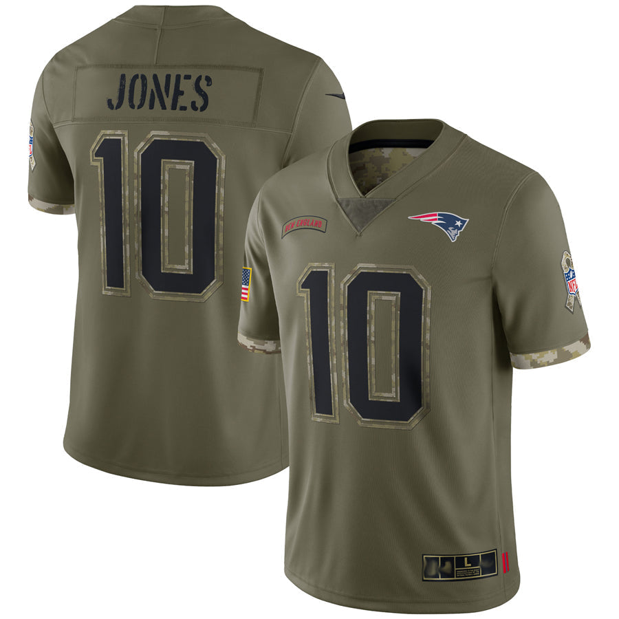 Perkns NE.Patriots #10 Drake Maye Player Olive Salute To Service Stitched Jerseys