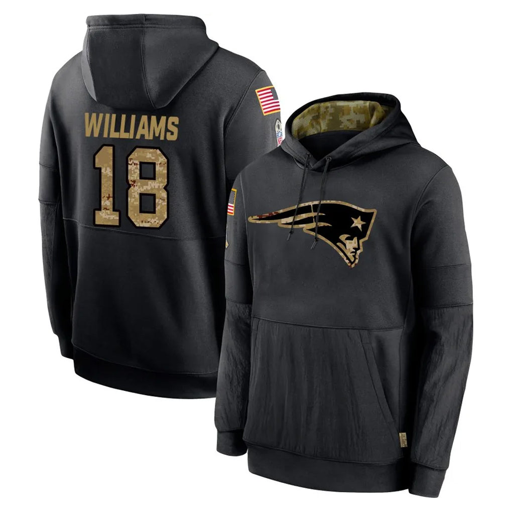 Perkns NE.Patriots #18 Kyle Williams Player Black Salute to Service Hoodies Limited Game Stitched Jerseys