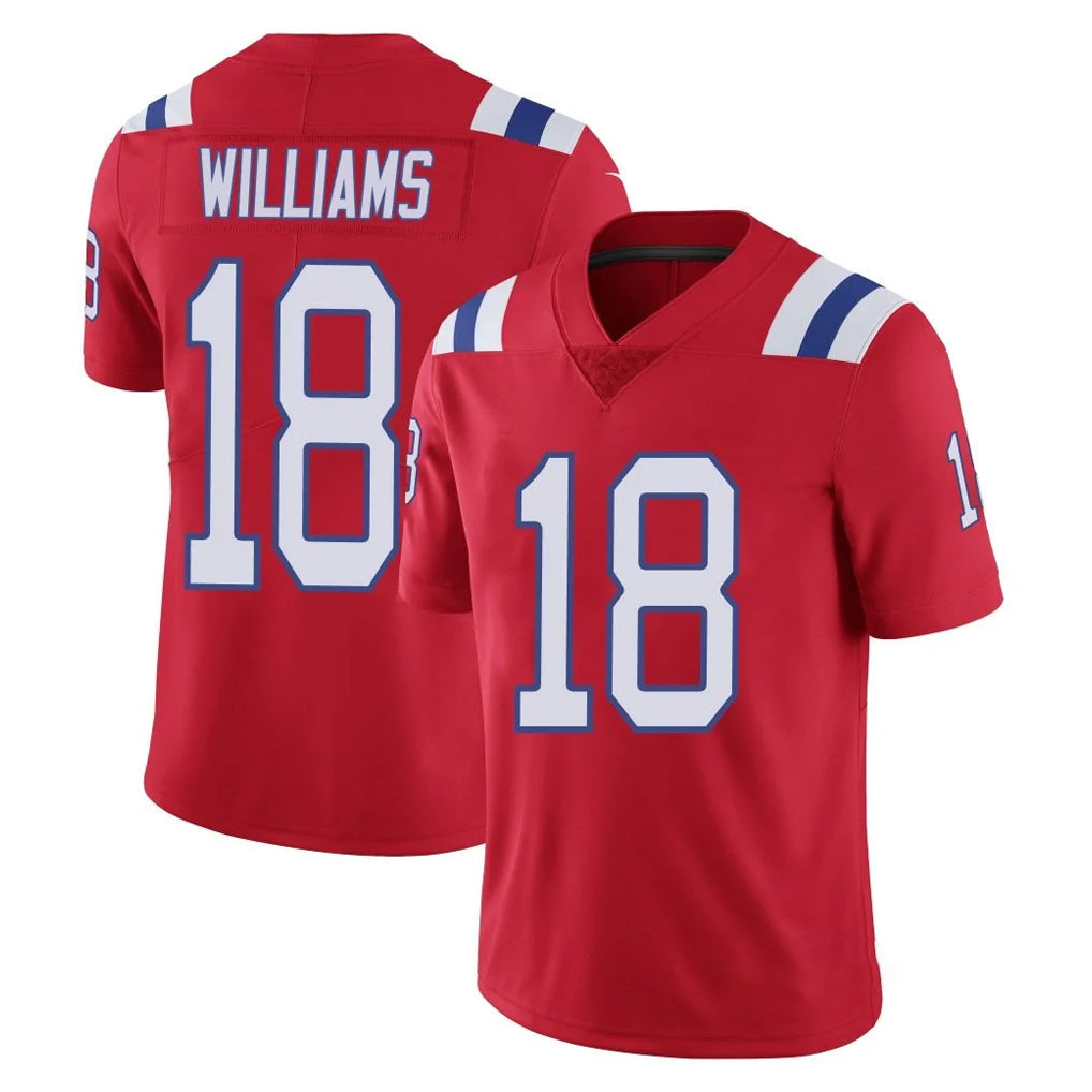 Perkns NE.Patriots #18 Kyle Williams Player Red Limited Vapor F.U.S.E. Home Game Stitched Jerseys