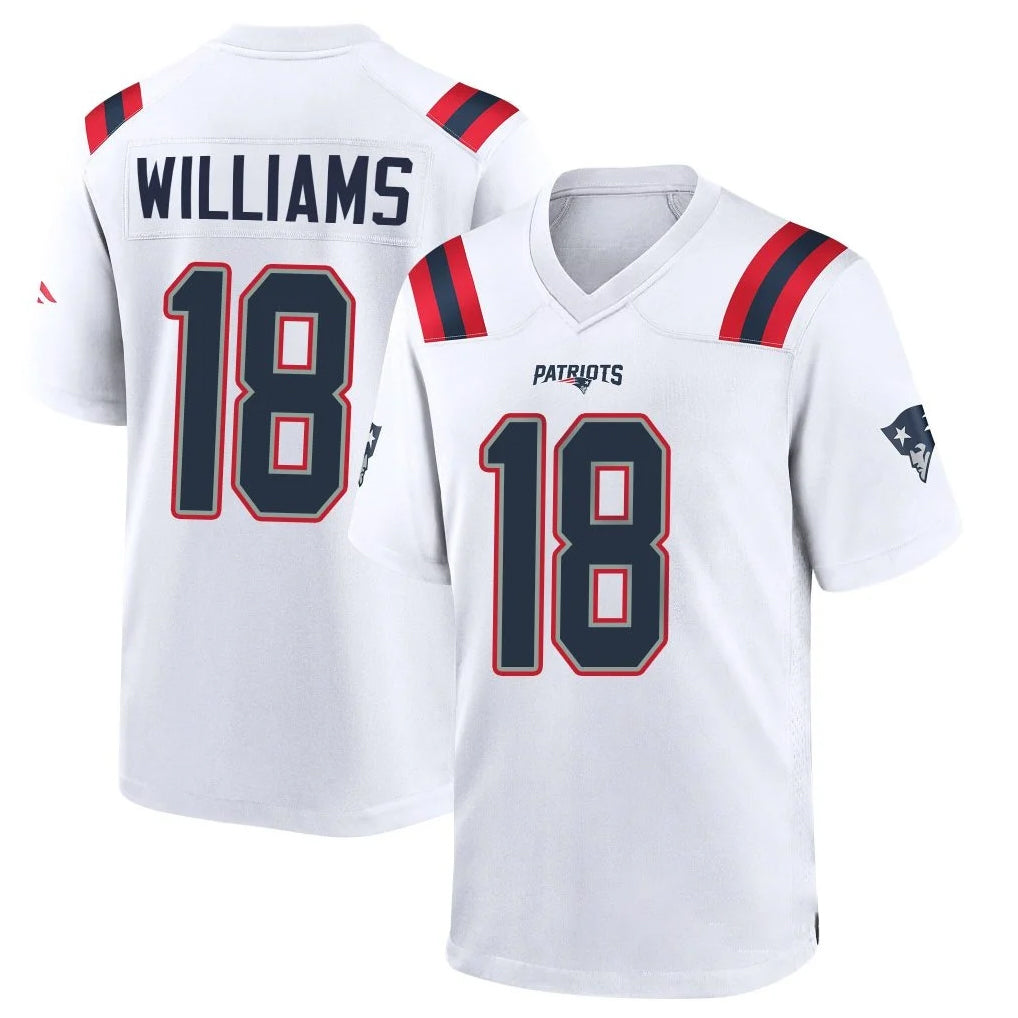 Perkns NE.Patriots #18 Kyle Williams Player White Home Game Stitched Jerseys