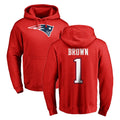 Perkns NE.Patriots #1 A.J. Brown Player Red LOGO Pullover Hoodies Home Game Stitched Jerseys