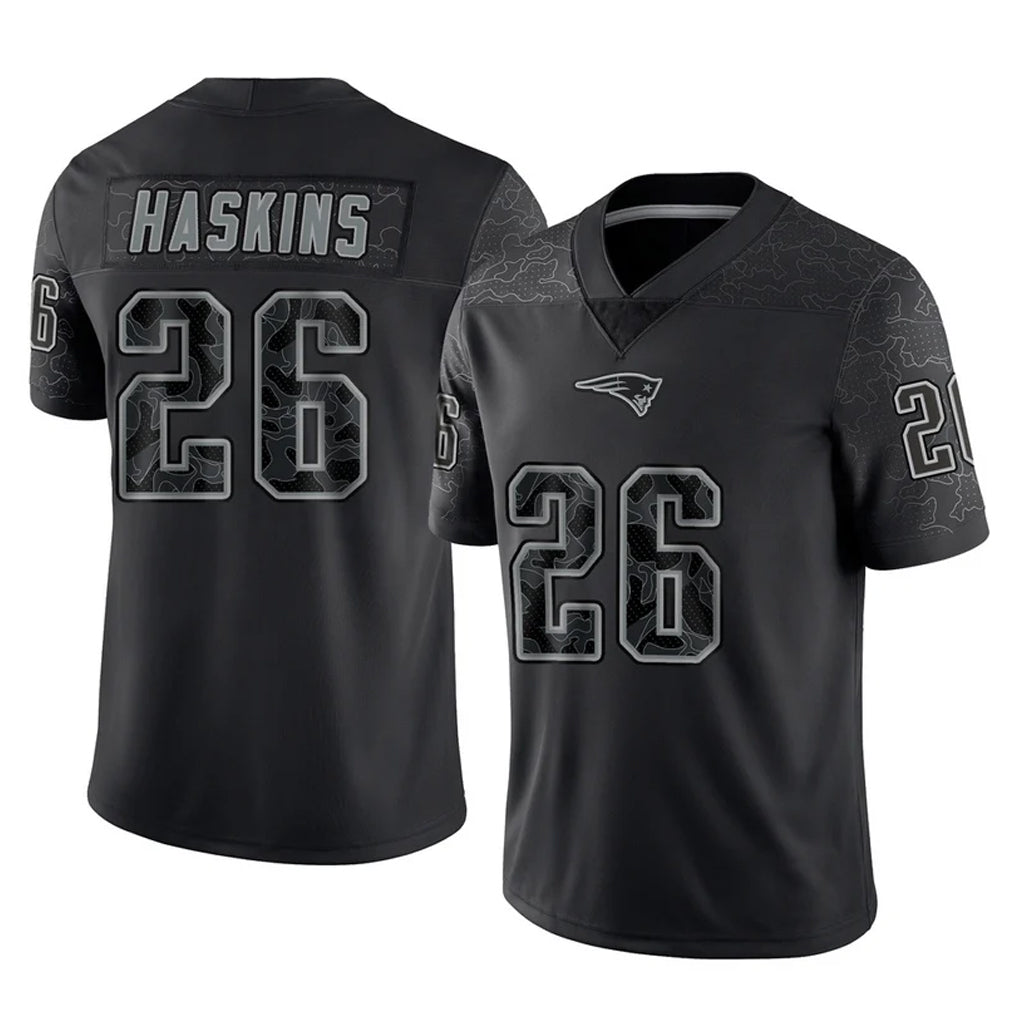 Perkns NE.Patriots #26 Hassan Haskins Player Black Reflective LImited Home Game Stitched Jerseys