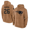 Perkns NE.Patriots #26 Hassan Haskins Player Brown Salute to Service Pullover Hoodies Limited Game Stitched Jerseys