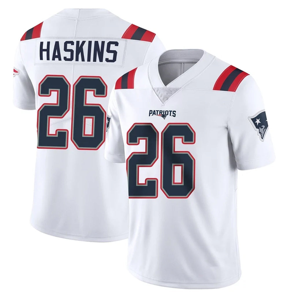 Perkns NE.Patriots #26 Hassan Haskins Player White Vapor Untouchable Home Game Stitched Jerseys