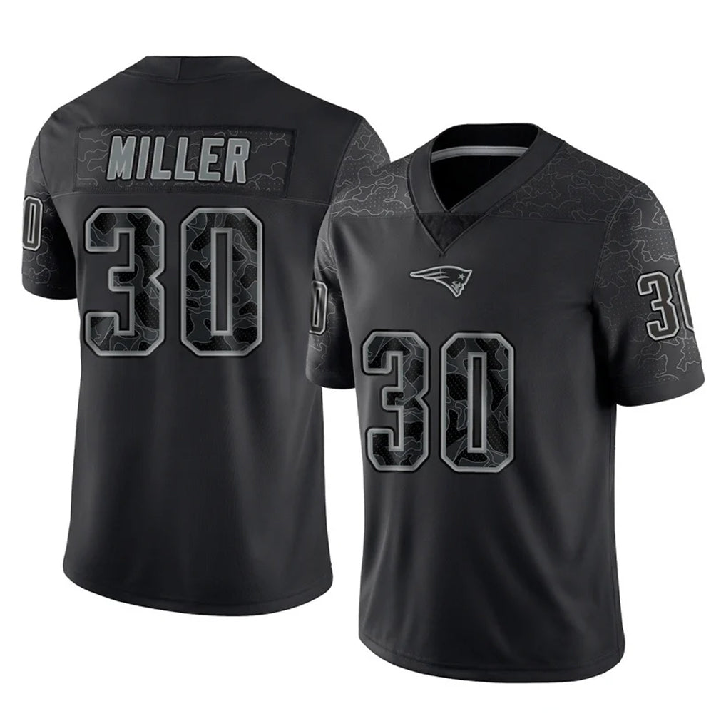 Perkns NE.Patriots #30 Jam Miller Player Black Reflective LImited Home Game Stitched Jerseys