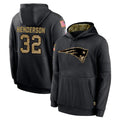 Perkns NE.Patriots #32 TreVeyon Henderson Player Black Salute to Service Hoodies Limited Game Stitched Jerseys