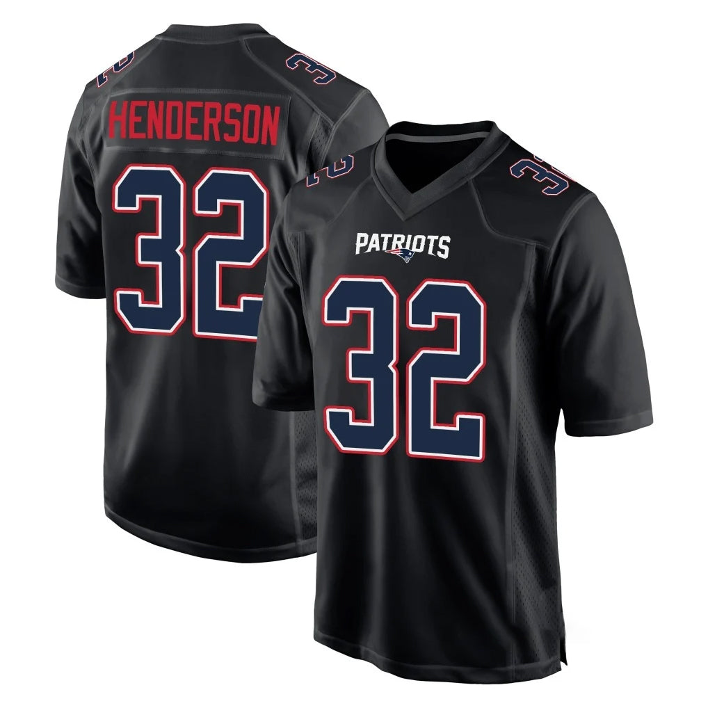 Perkns NE.Patriots #32 TreVeyon Henderson Player Carbon Fashion Limited Home Game Stitched Jerseys