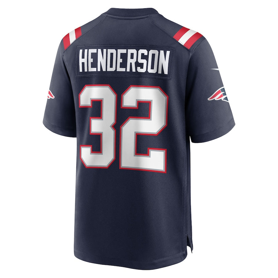 Perkns NE.Patriots #32 TreVeyon Henderson Player Navy Home Game Stitched Jerseys