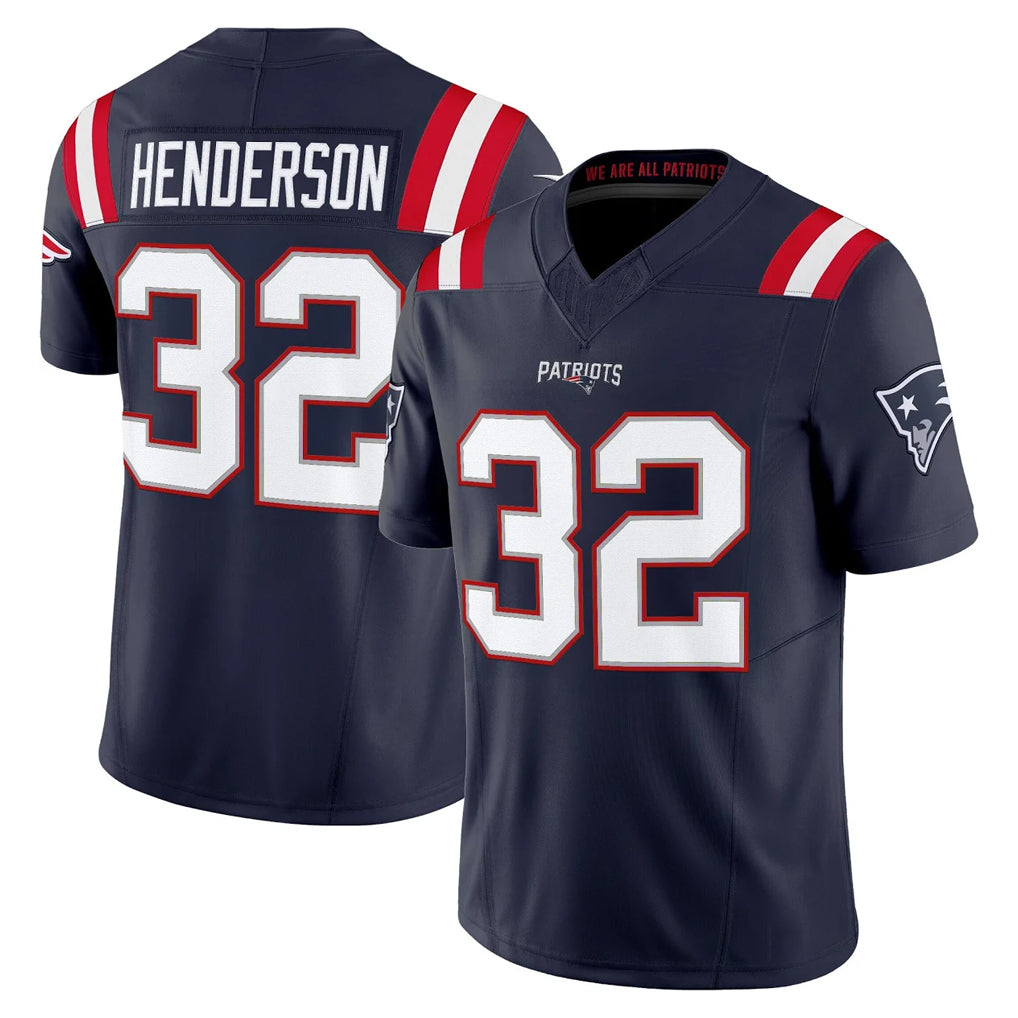 Perkns NE.Patriots #32 TreVeyon Henderson Player Navy Limited Vapor F.U.S.E. Home Game Stitched Jerseys