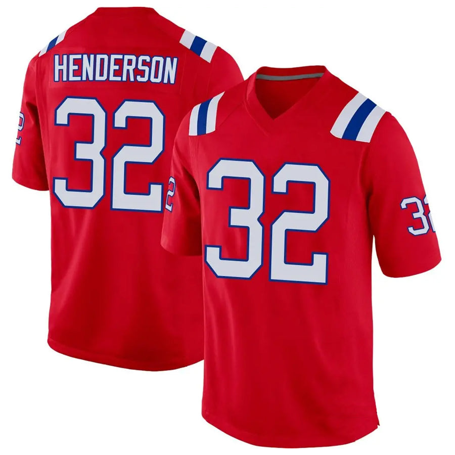 Perkns NE.Patriots #32 TreVeyon Henderson Player Red Home Game Stitched Jerseys