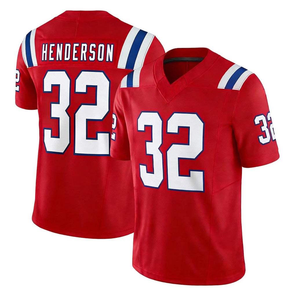 Perkns NE.Patriots #32 TreVeyon Henderson Player Red Limited Vapor F.U.S.E. Home Game Stitched Jerseys