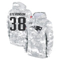 Perkns NE.Patriots #38 Rhamondre Stevenson Player Arctic Camo Salute to Service Pullover Hoodies Limited Game Stitched Jerseys