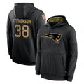 Perkns NE.Patriots #38 Rhamondre Stevenson Player Black Salute to Service Hoodies Limited Game Stitched Jerseys