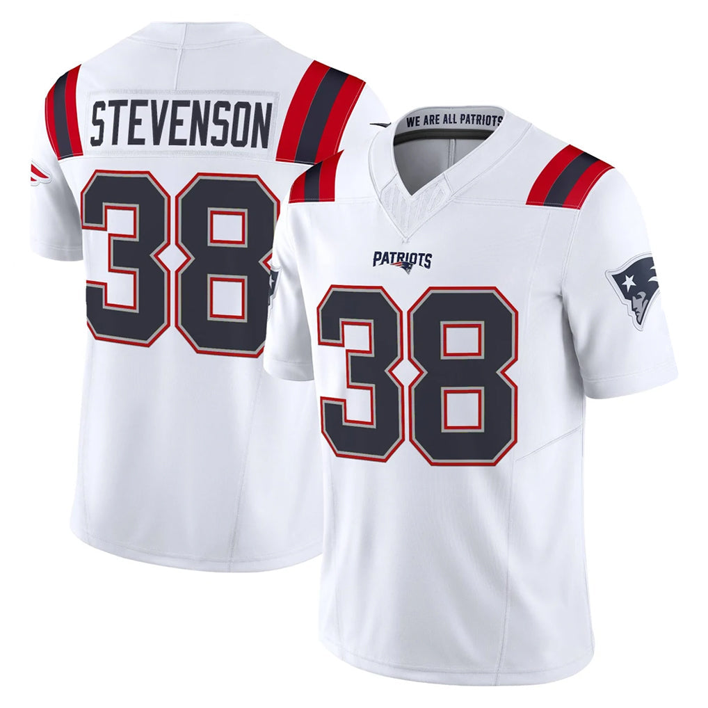 Perkns NE.Patriots #38 Rhamondre Stevenson Player White Limited Vapor F.U.S.E. Home Game Stitched Jerseys