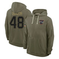 Perkns NE.Patriots #48 Namdi Obiazor Player Olive Salute to Service Pullover Hoodies Limited Stitched Jerseys