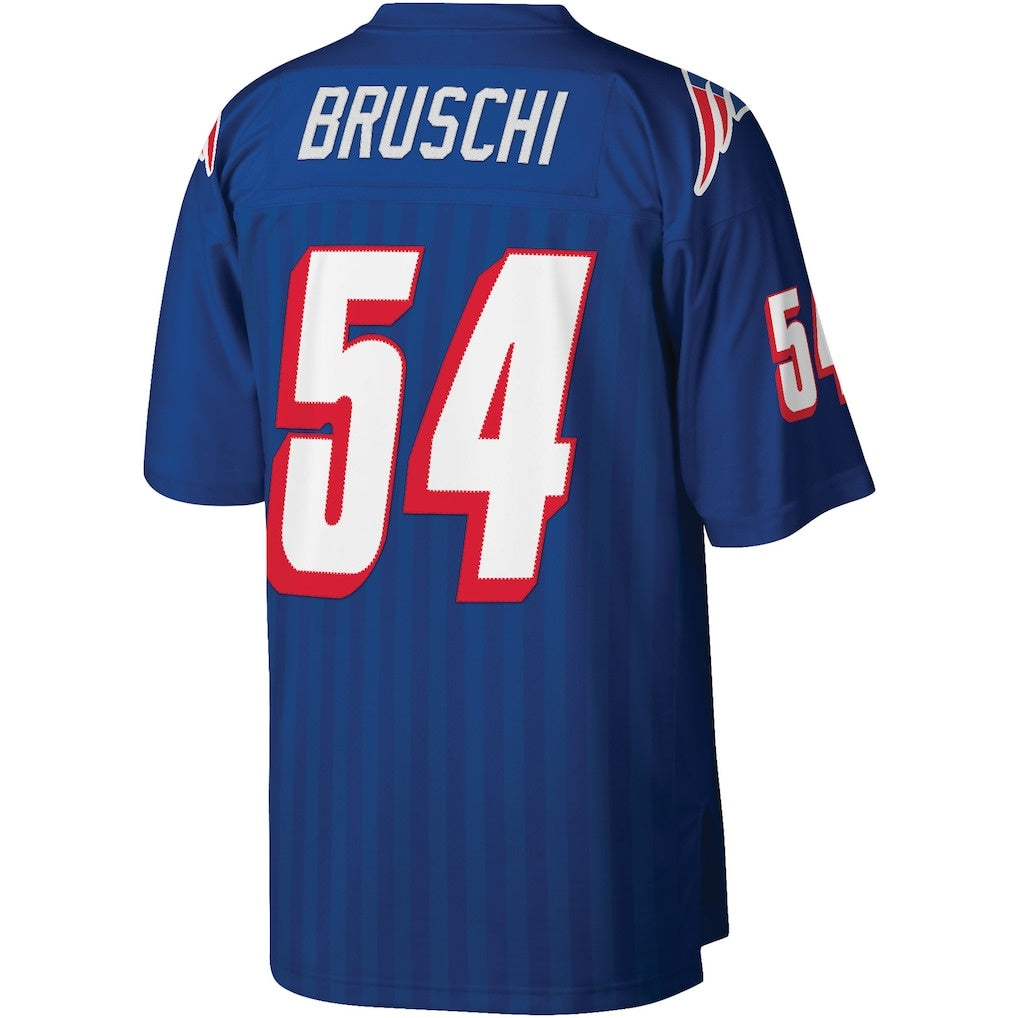 Perkns NE.Patriots #54 Tedy Bruschi Mitchell & Ness Royal Legacy Replica Stitched Jerseys