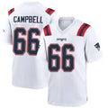 Perkns NE.Patriots #66 Will Campbell Player White Home Game Stitched Jerseys